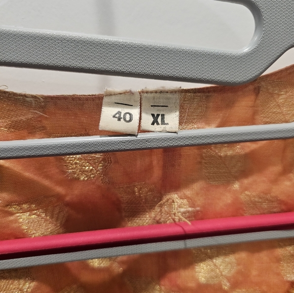 "XL Peach Gold Embroidered Kurti Tunic Dress Beaded Ethnic Boho Festival Wear" - Picture 5 of 10